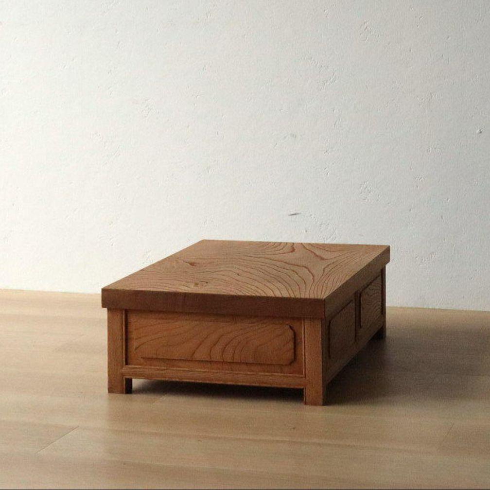 アンティーク ケヤキ 無垢材 花台 古家具 木味 無塗装 引き出し付き