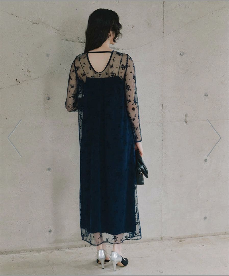 kaene フロッキーベロア2wayドレス