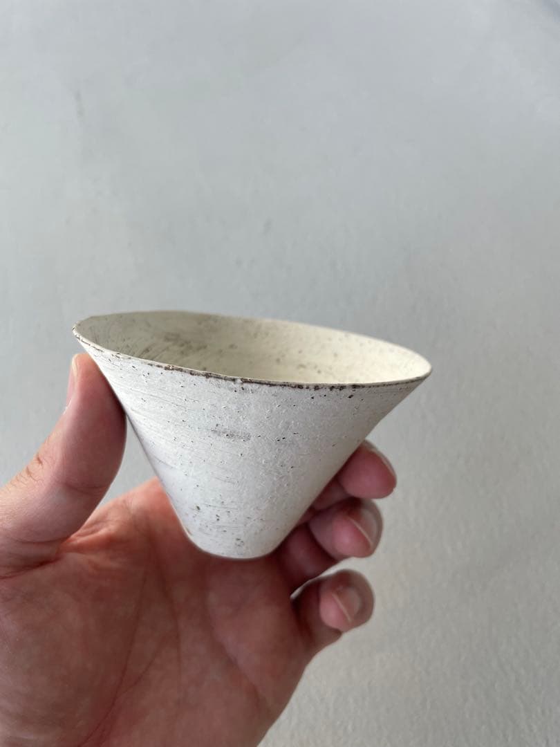 二階堂明弘 三角カップ 3客セット 白 中国茶 茶杯