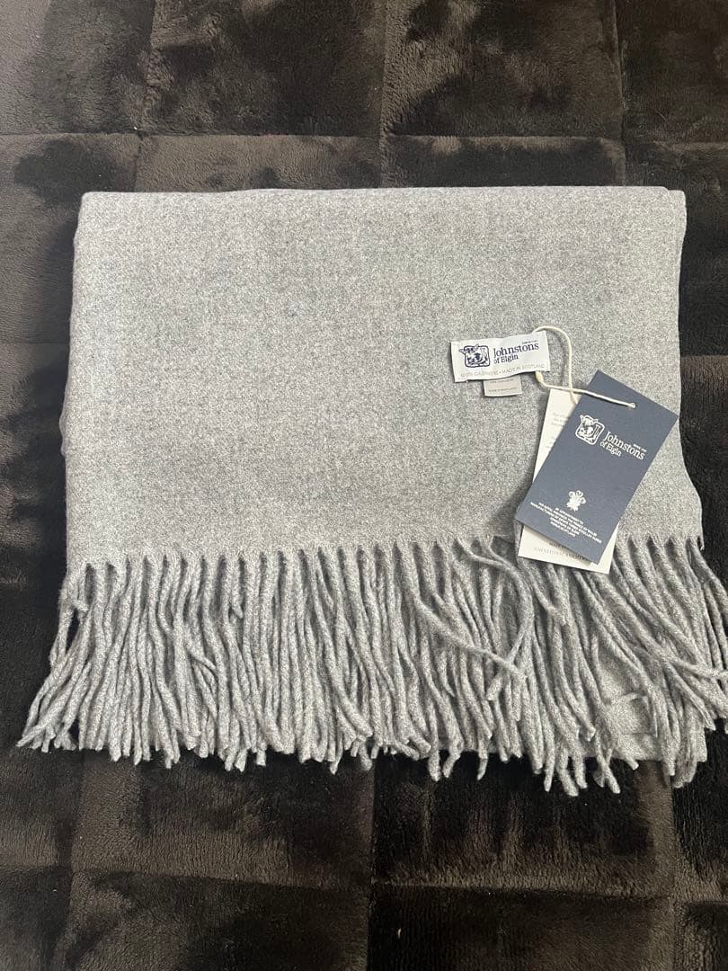 ジョンストンズ カシミア 大判ストール マフラーグレー