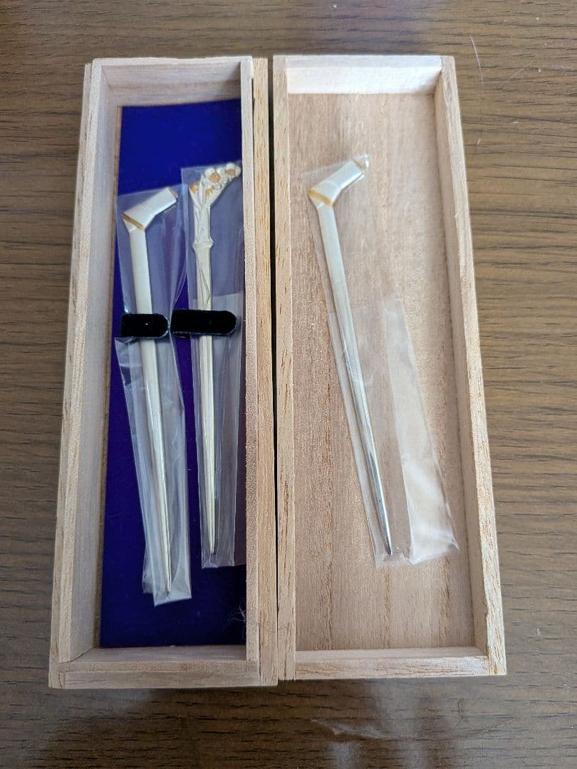 銀製 楊枝 文結　松竹梅　おしゃれ 茶道具 菓子切り （銀工芸)セット 木箱付き
