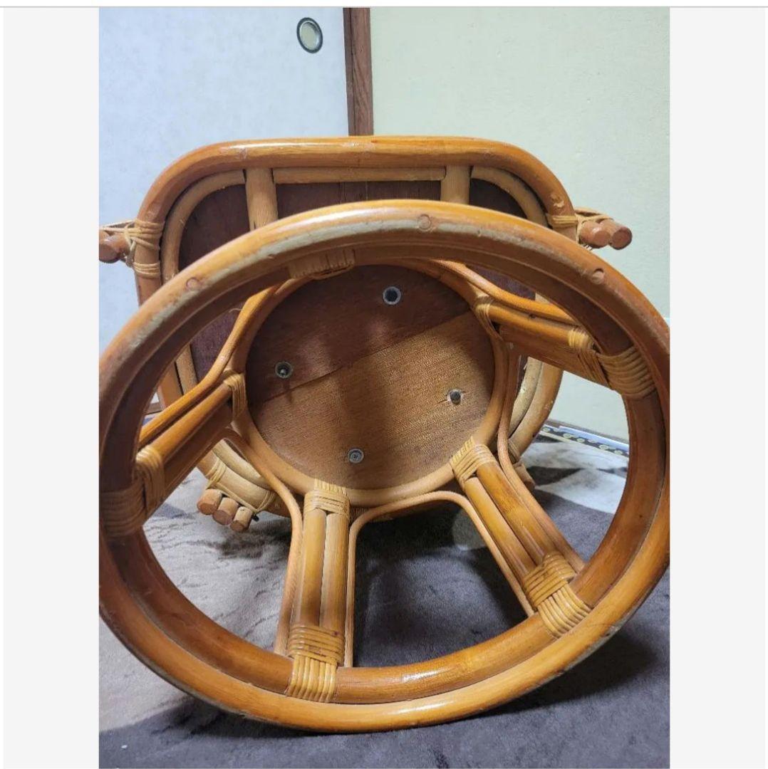 ラタン製椅子 布製クッション付き