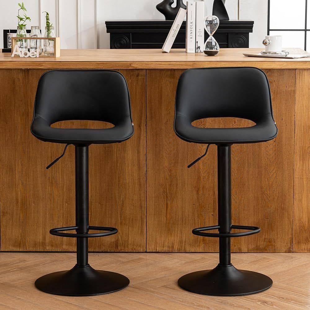 Baolande カウンターチェア 2脚セット ブラック PUフェイクレザー