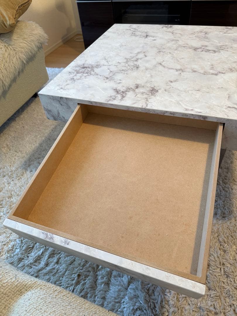 ローテーブル センターテーブル　大理石✖︎コンクリート調　シンプルデザイン