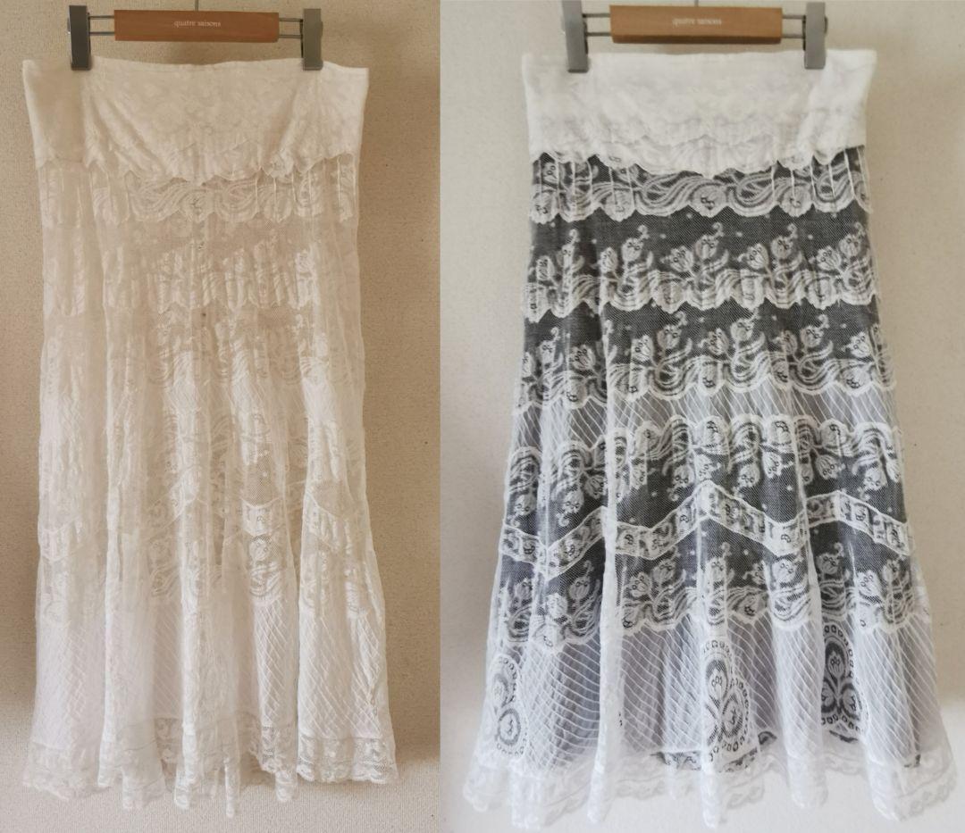 アンティーク 幻のノルマンディーレース ペチコート＆オーバースカート ピンタック