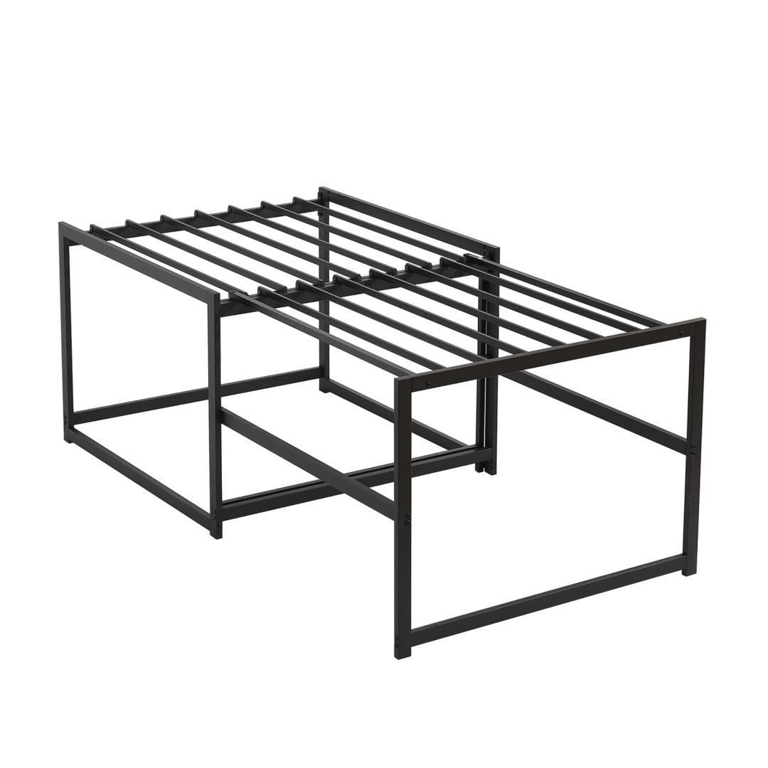 新登場！ハイタイプ伸長式ベッド　シングル　下収納に便利　２WAY　BLACK