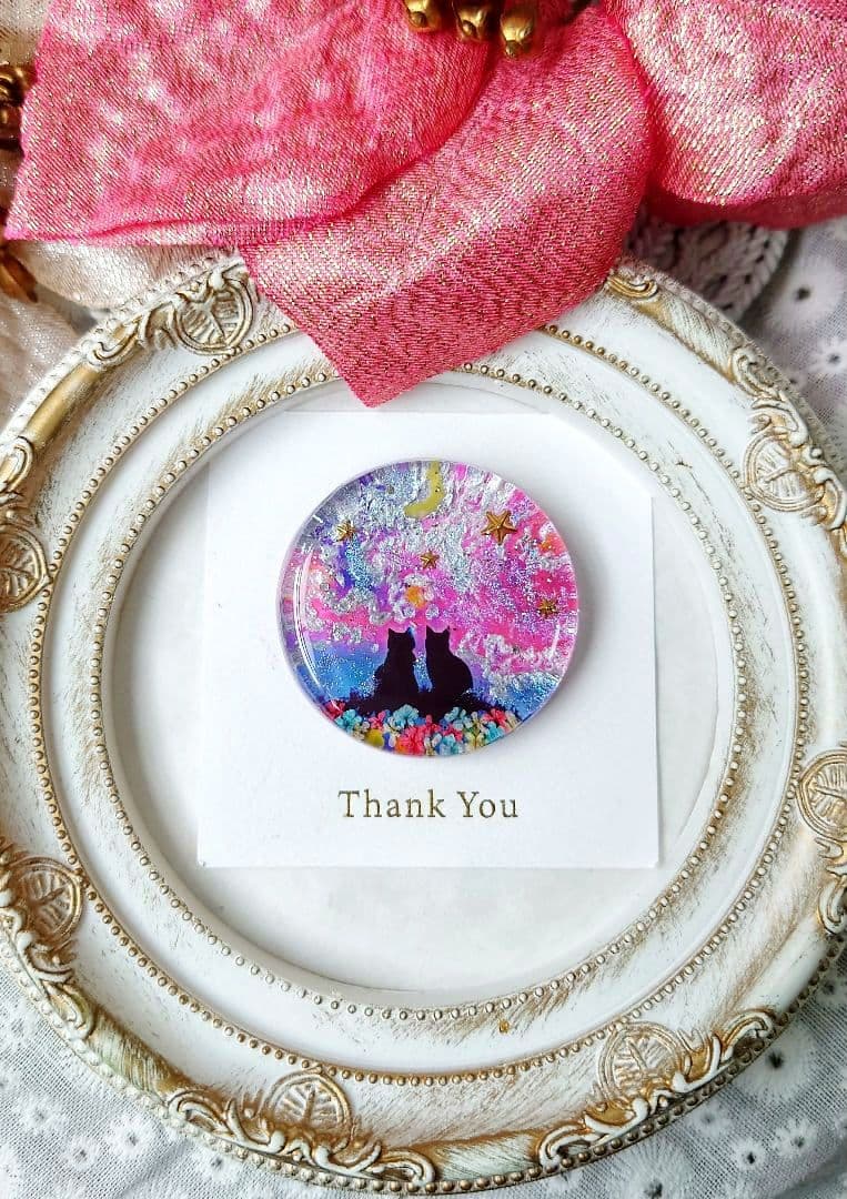 レジン　猫　ヘアゴム　ブローチ　ポニーフック　No.368