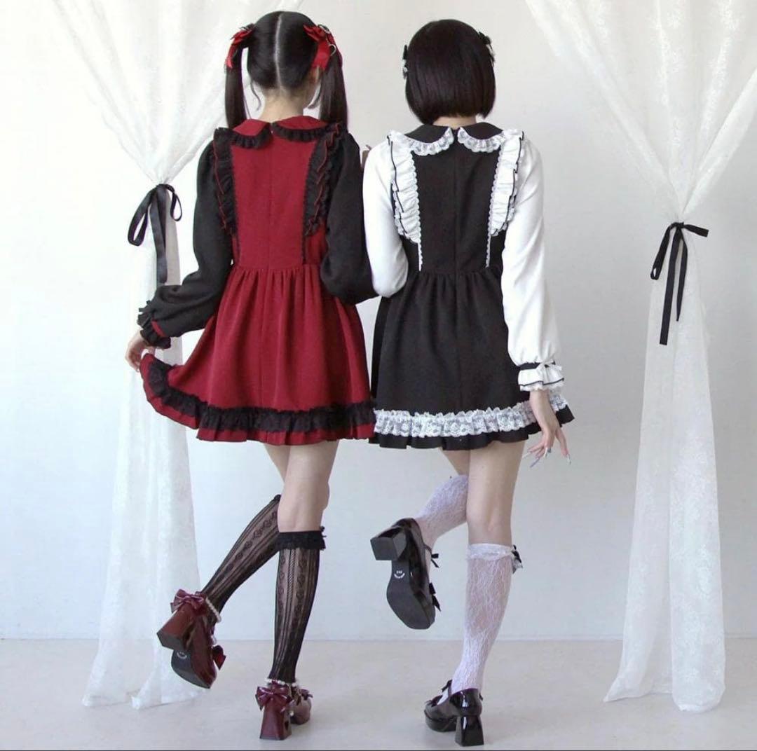 バラレースパールリボンハートビジューワンピース（ボルドー４Lサイズ）