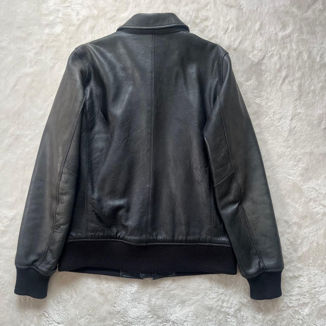 鮮烈レッド裏地✨ナノユニバース　羊革ラムレザージャケット　L キルティング　黒