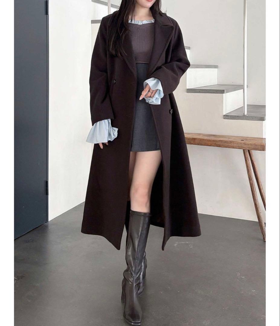 ダークブラウン チェスターコート