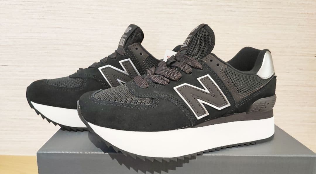 ニューバランス 574+ 厚底 スニーカー Bワイズ 25cm