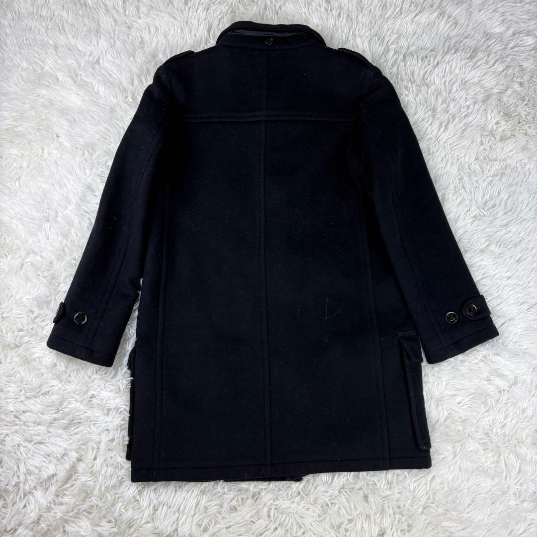 【美品】バーバリー　ダッフルコート　メガチェック　黒　ウール　Sサイズ相当