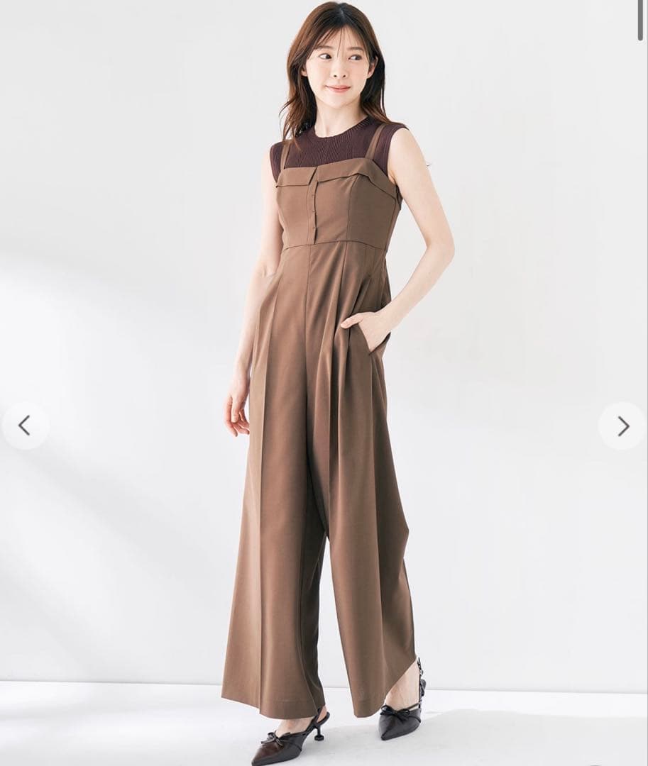 【タグ付き】ココディールCOCO DEAL比翼デザインワイドサロペット