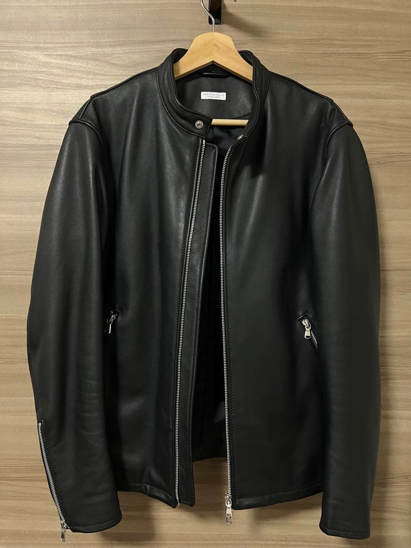 beauty and youth ブラックレザー　シングル　ライダース　アローズ