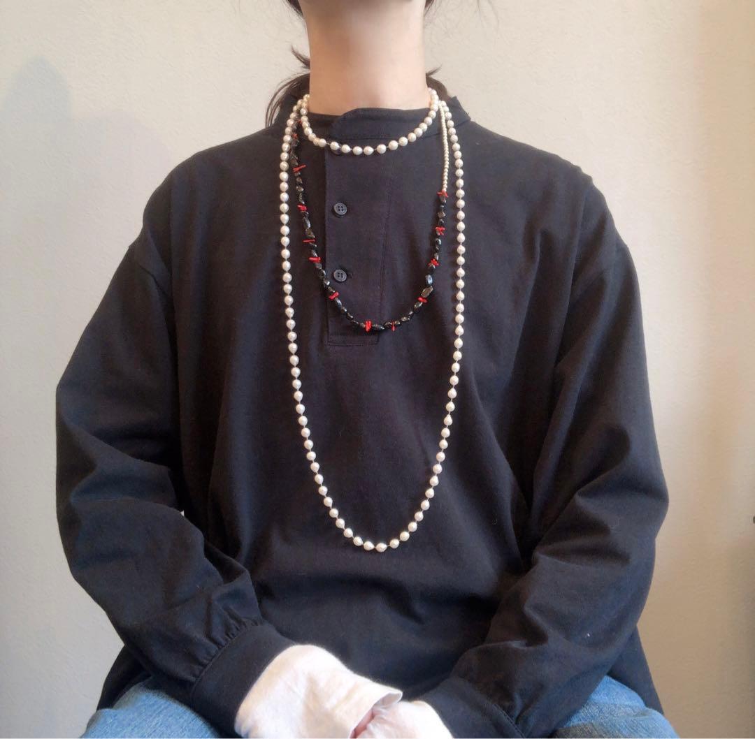 オニキスコーラルネックレスsilver925 ナバホパール