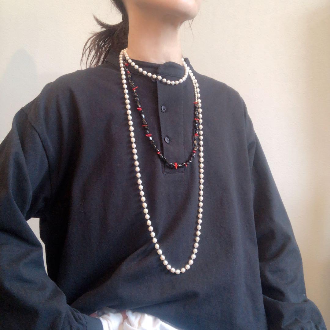 オニキスコーラルネックレスsilver925 ナバホパール