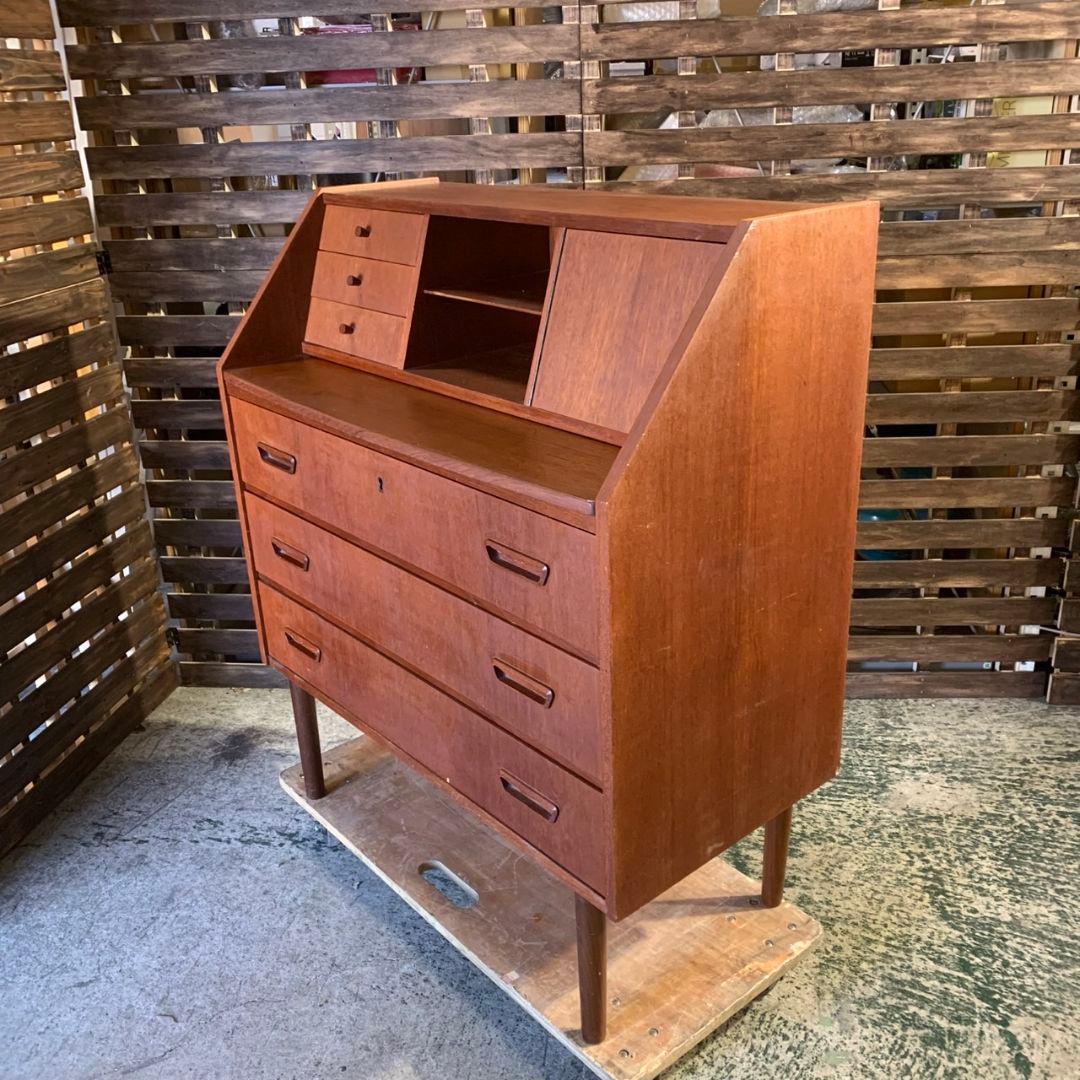 G879\" 北欧家具 ビンテージ ライティングビューロ 机 チーク材