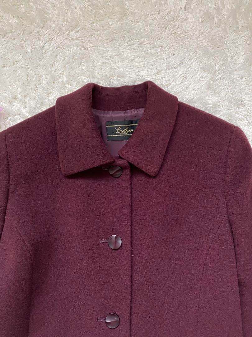 ✨美品✨Leilian レリアン カシミヤ ステンカラー コート ボルドー11号