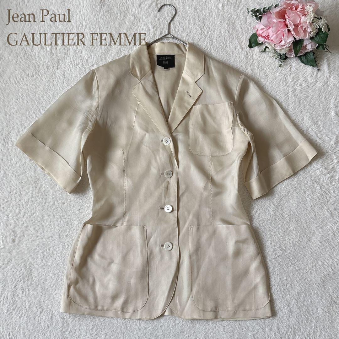 ジャンポールゴルチエ フェム　 半袖 ジャケット　シルク100% ベージュ　40