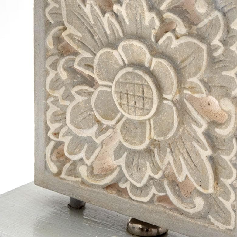 テーブルランプ コットンシェード 木彫り風スタンド 間接照明