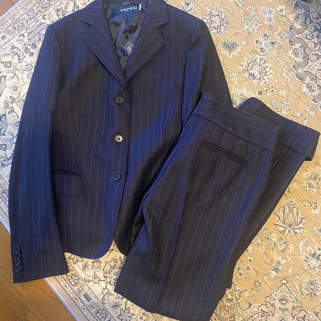 定価約15万 新品 アスペジ ウール100% セットアップ スーツ ストライプ