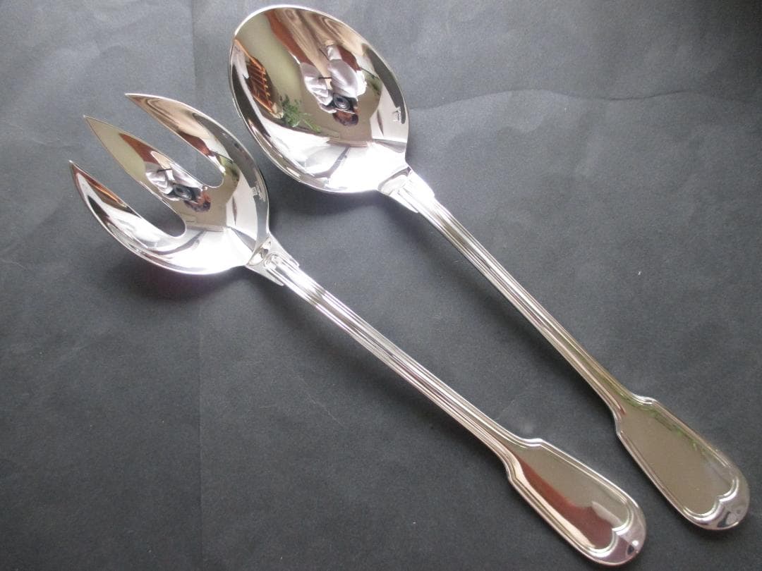 極美品☆仏蘭西高級銀器クリストフルシルバーサーバーフォーク・スプーン２本　シノン