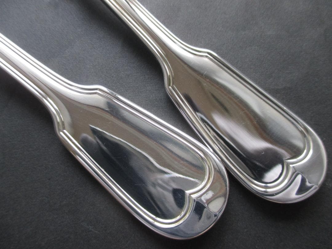 極美品☆仏蘭西高級銀器クリストフルシルバーサーバーフォーク・スプーン２本　シノン