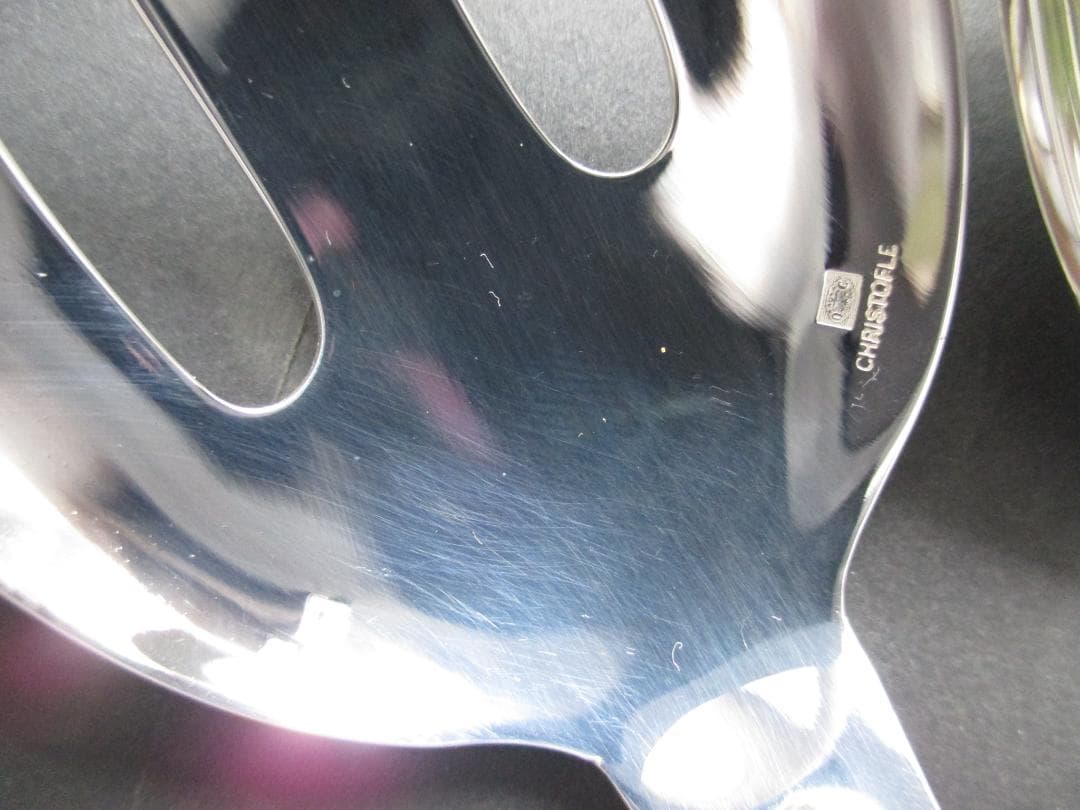 極美品☆仏蘭西高級銀器クリストフルシルバーサーバーフォーク・スプーン２本　シノン