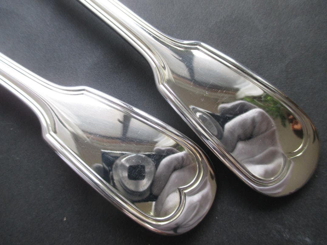 極美品☆仏蘭西高級銀器クリストフルシルバーサーバーフォーク・スプーン２本　シノン