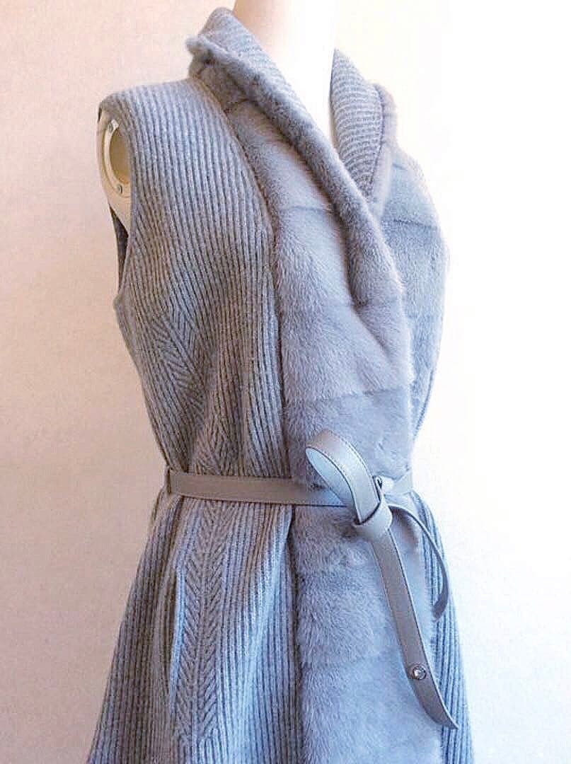 新年お値下げ！定価２２０万ロロピアーナベビーカシミアミンクファーロングジレコート