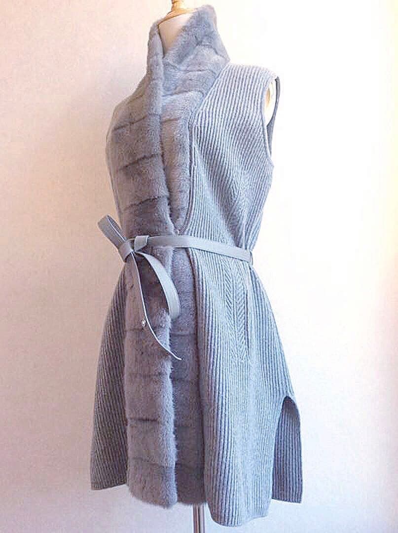 新年お値下げ！定価２２０万ロロピアーナベビーカシミアミンクファーロングジレコート