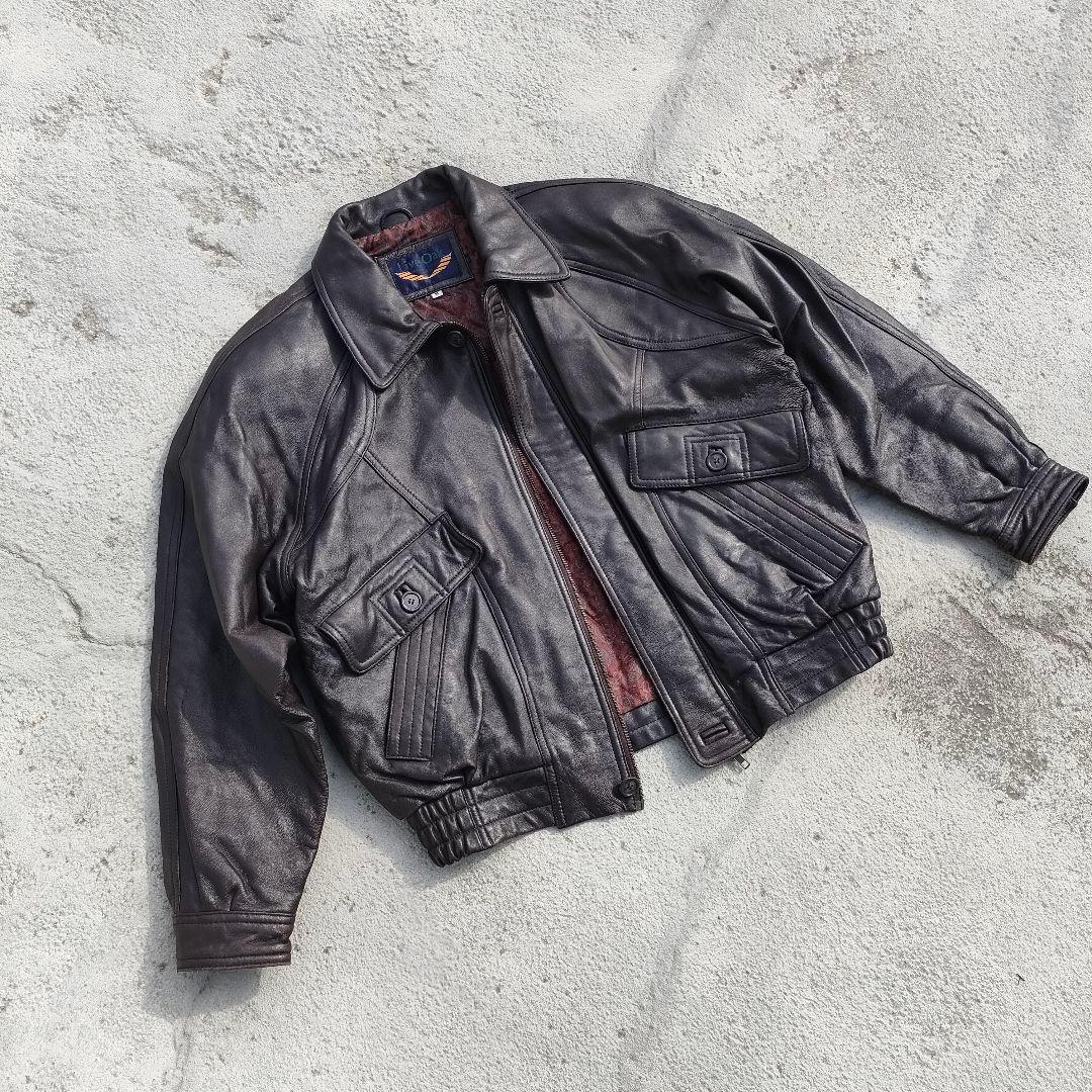 ラムレザージャケット ダークブラウン スイングトップ ペイズリー裏地 短丈