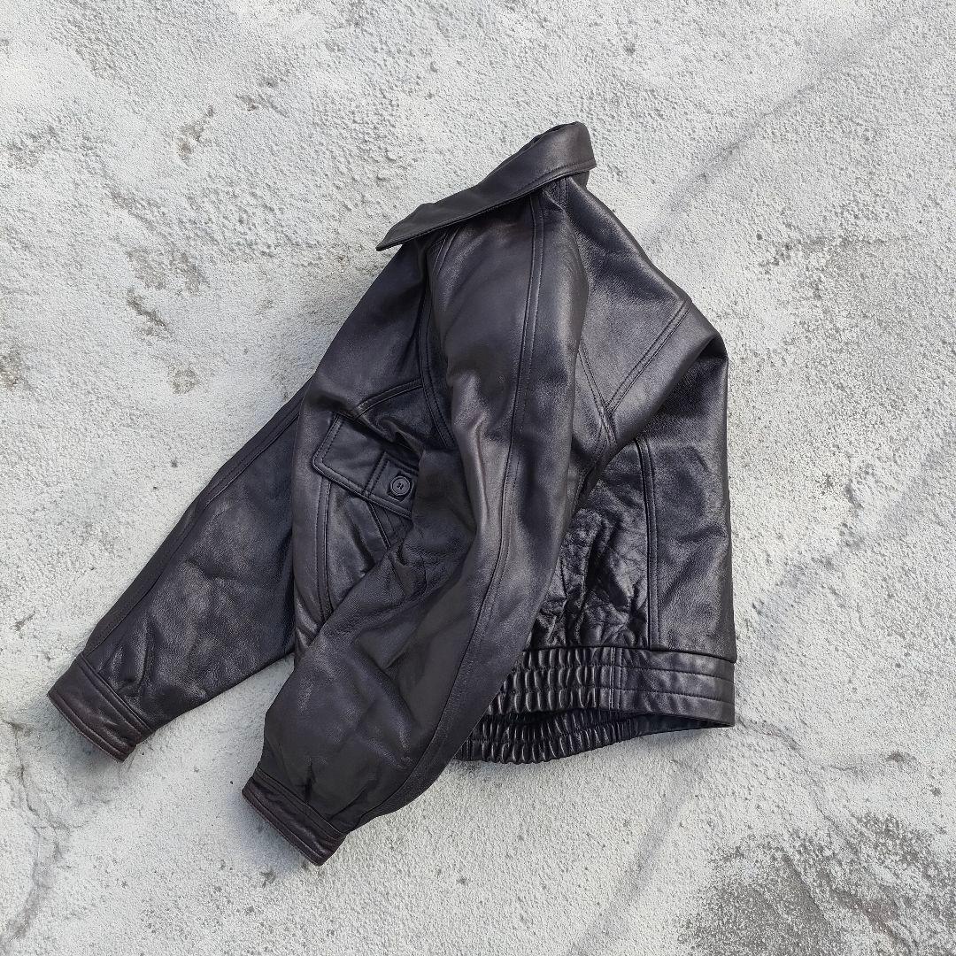 ラムレザージャケット ダークブラウン スイングトップ ペイズリー裏地 短丈