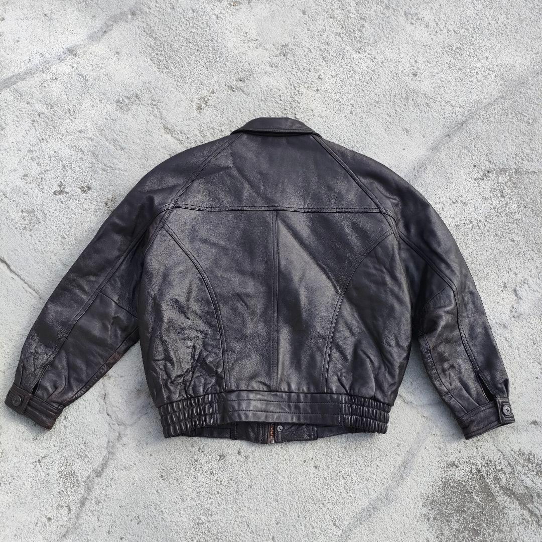 ラムレザージャケット ダークブラウン スイングトップ ペイズリー裏地 短丈