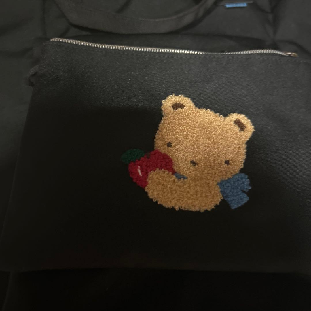 ファミリア　ブラック マザーズバッグ ポーチ付き