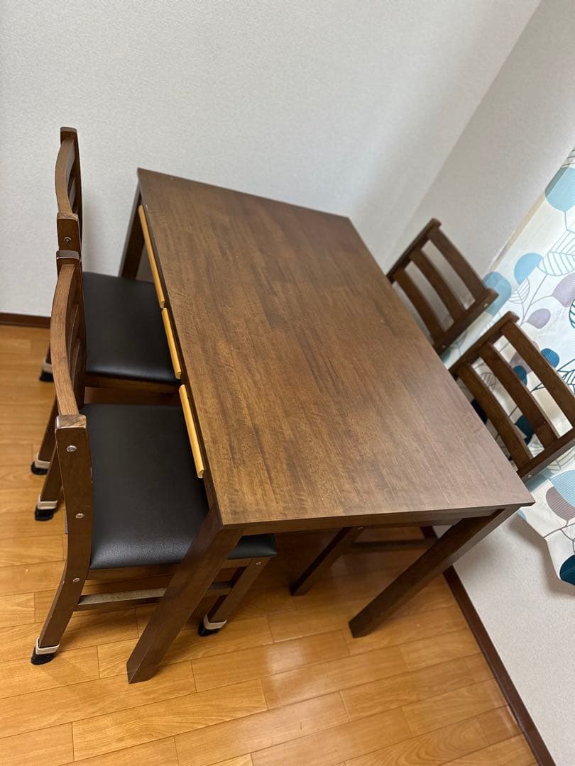 引き取り限定)ダイニングテーブル椅子5点セットブラウン