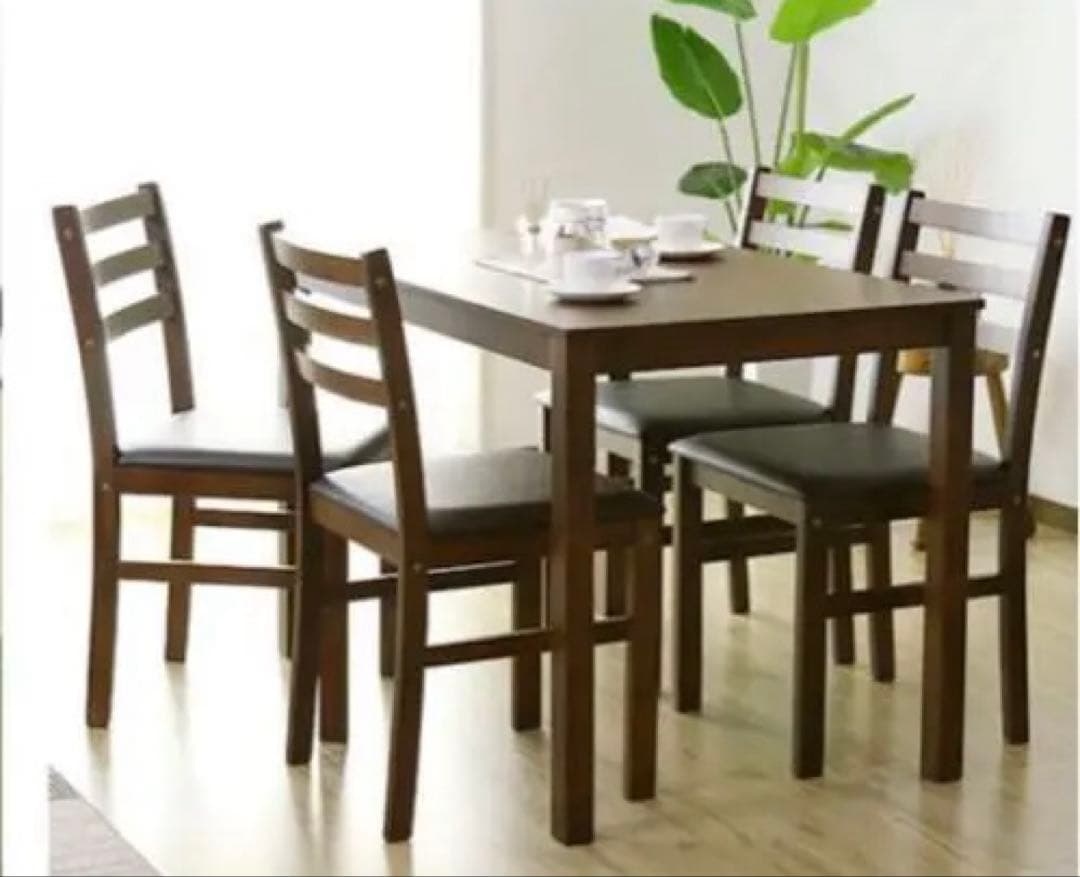 引き取り限定)ダイニングテーブル椅子5点セットブラウン