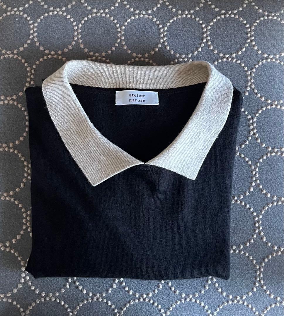 atelier naruse アトリエナルセ コットンウール衿つきニット
