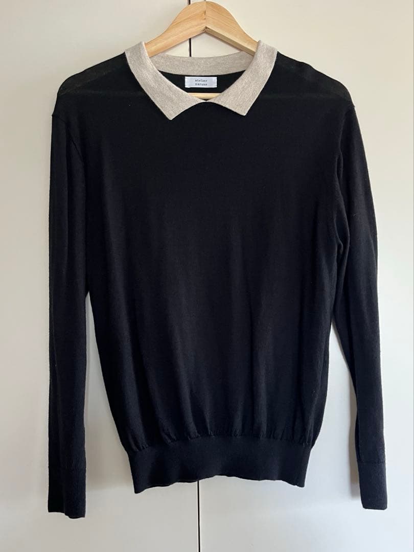 atelier naruse アトリエナルセ コットンウール衿つきニット
