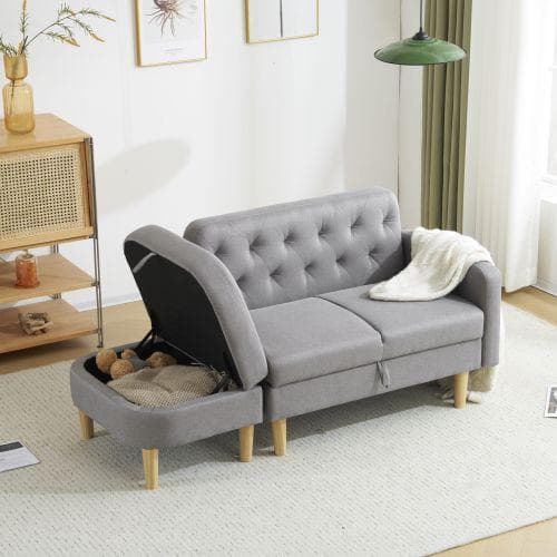 ソファ 2-3人掛け カウチソファ 収納機能 オットマン レイアウト