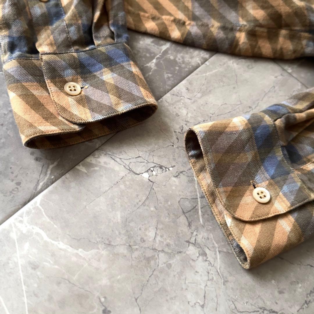 DRIES VAN NOTEN チェックシャツ サイズ44 オレンジ ブルー