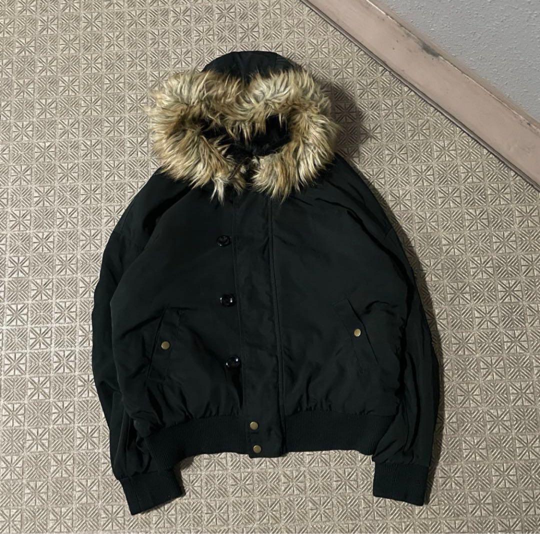 Y2K N2B OPIUM 短丈 フライト ボンバージャケット ファーフード60