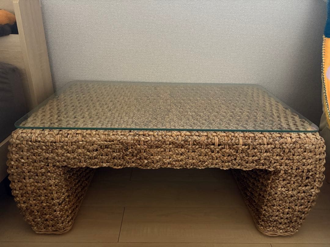 ラタン ガラス センターテーブル