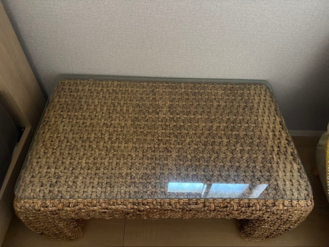 ラタン ガラス センターテーブル
