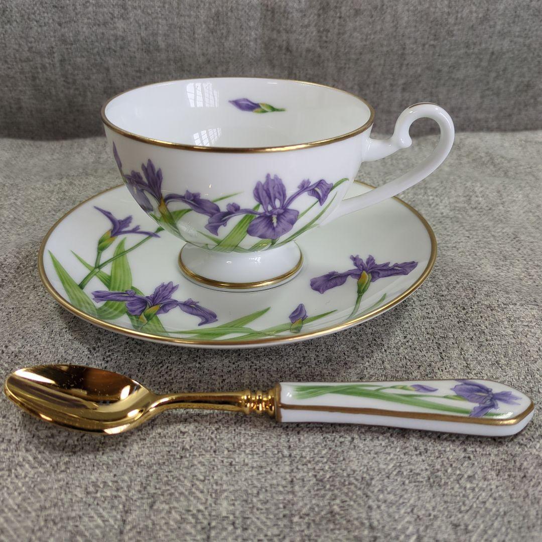 万葉の花　カップ　＆　ソーサー　スプーン　高級陶器製