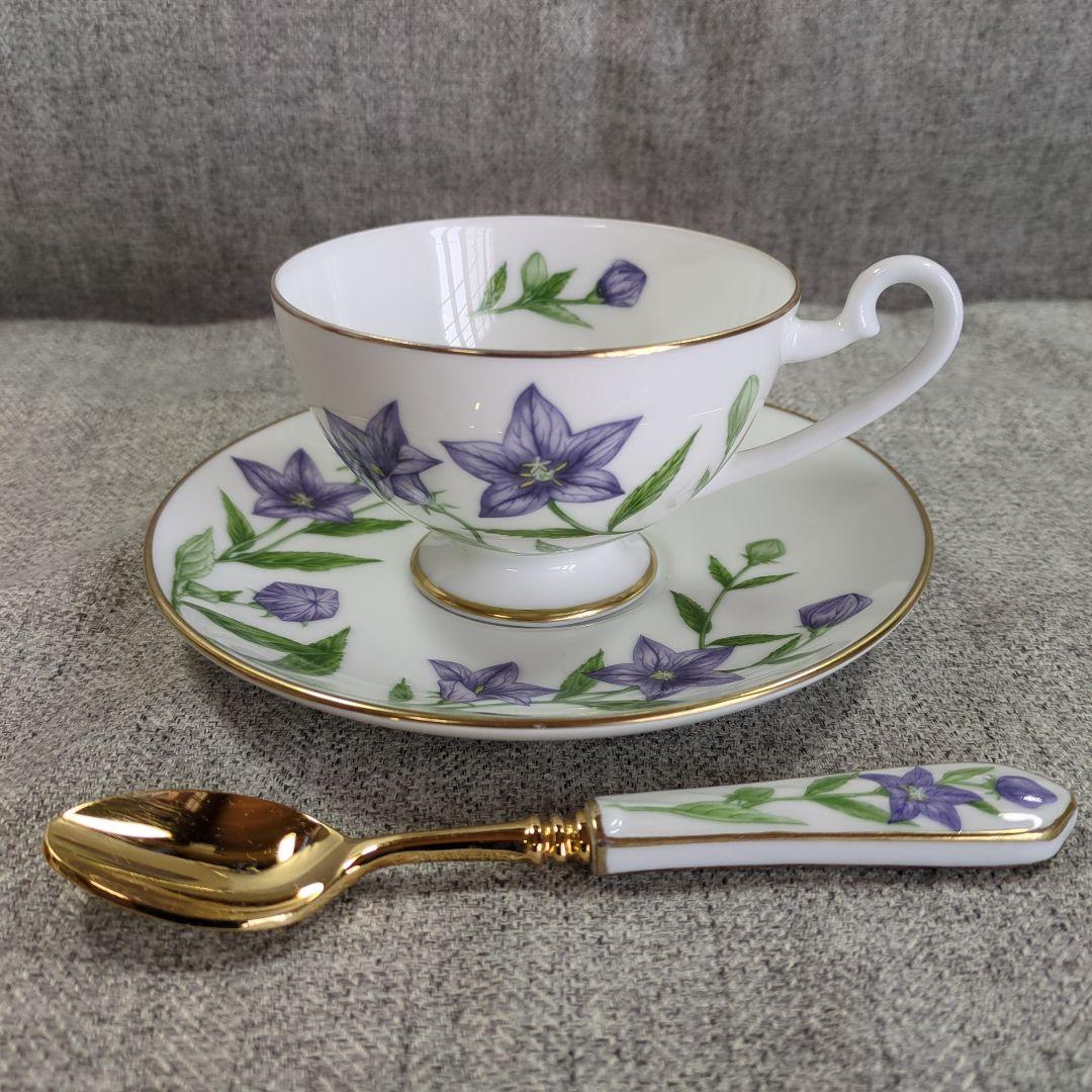 万葉の花　カップ　＆　ソーサー　スプーン　高級陶器製