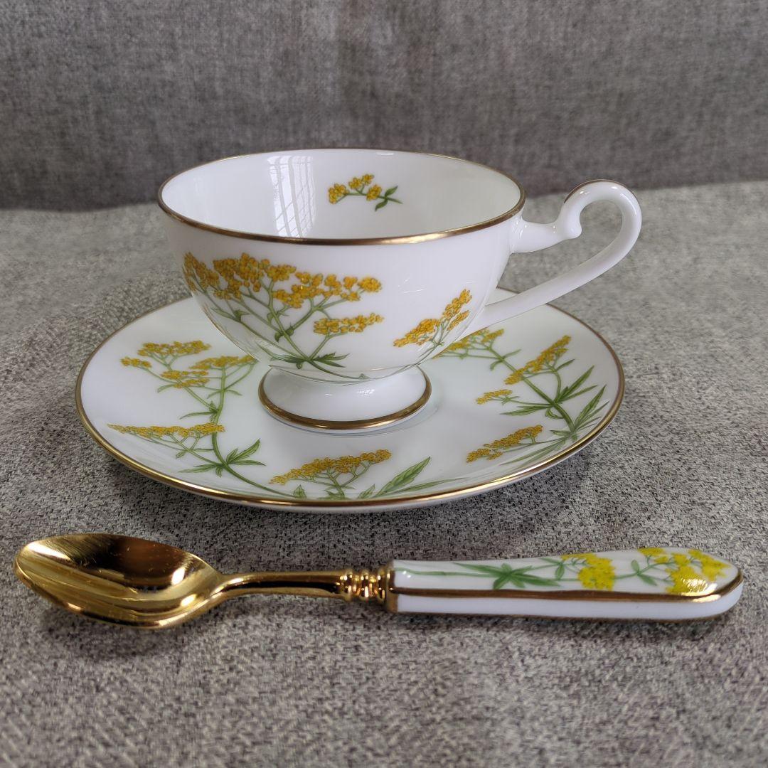 万葉の花　カップ　＆　ソーサー　スプーン　高級陶器製
