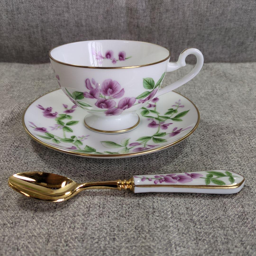 万葉の花　カップ　＆　ソーサー　スプーン　高級陶器製