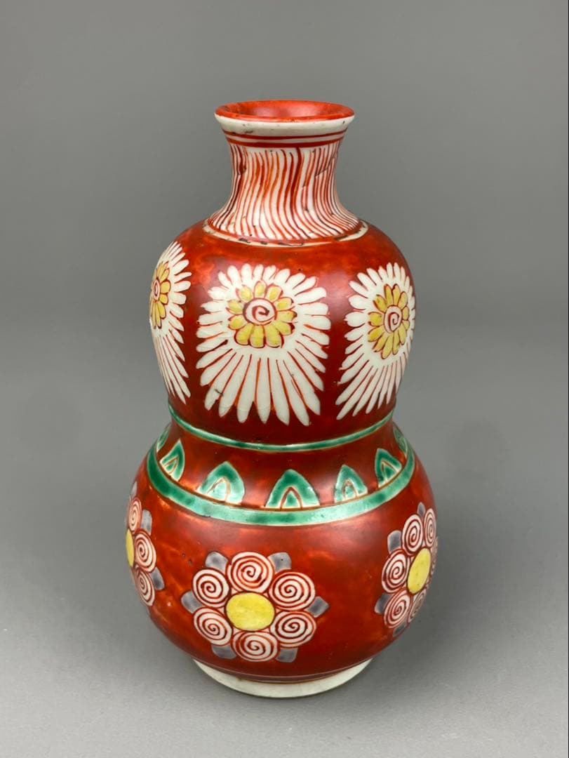 古九谷 青木 木米 造 花草文 瓢箪形 徳利 酒器 菊紋 九谷焼 あおききへい