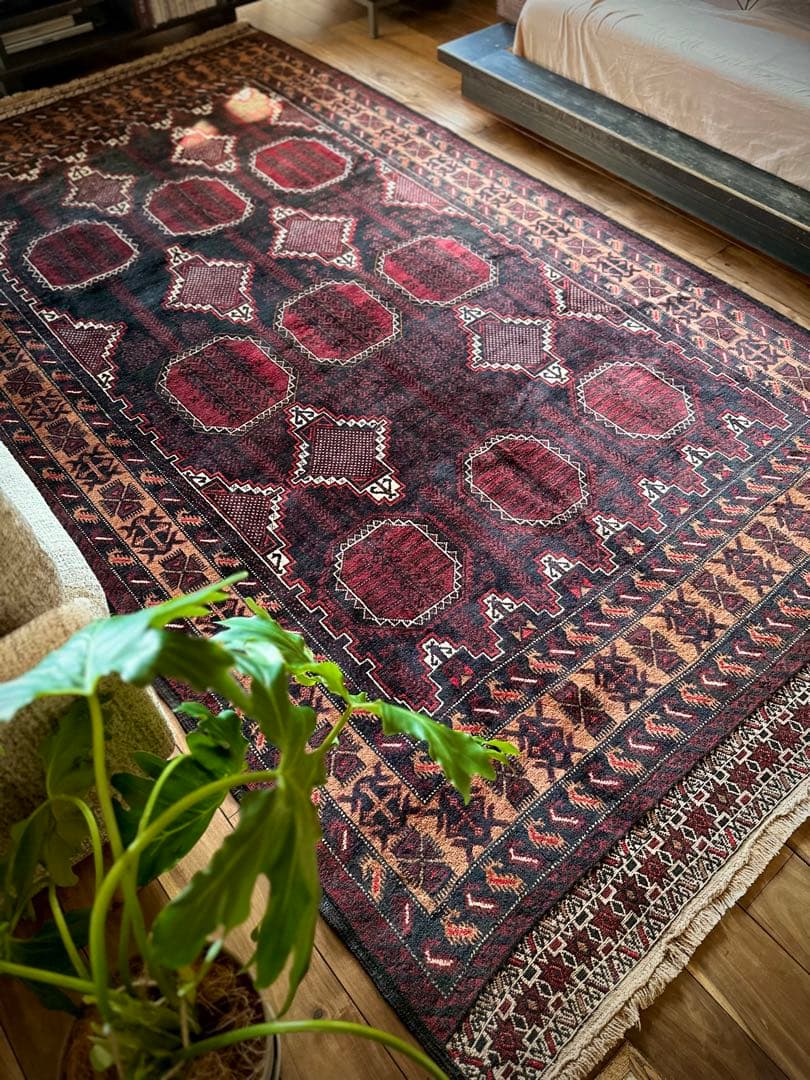 トライバルラグ　ヴィンテージラグ　バルーチ族　プリミティブアート　特大サイズ美品